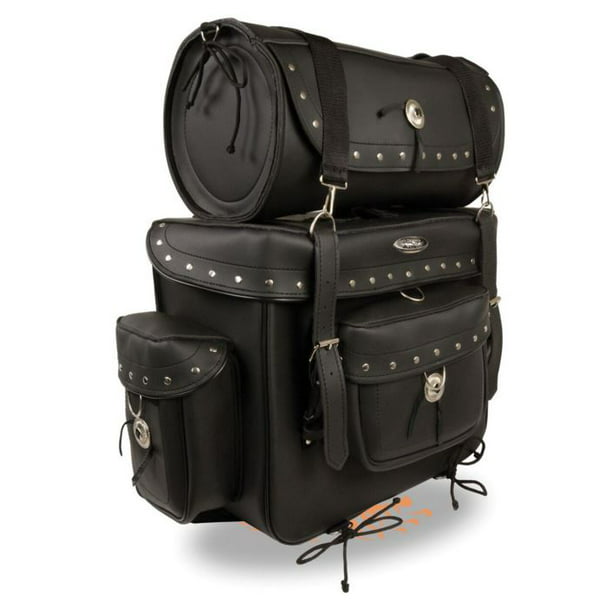 Medium Back Seat Rest Sissy Bar Bag Motorcycle Touring Luggage Adjustable Strap
